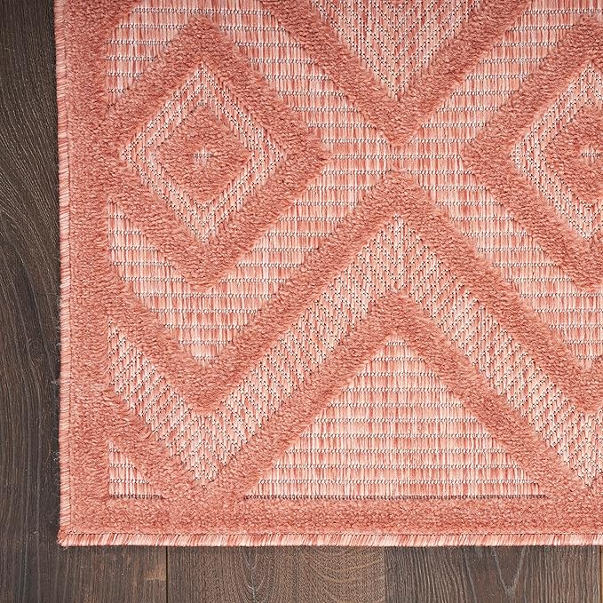 Nourison Home Versatile Coral Orange 5' x 7' Area Rug - Easy Clean, Non Shedding, Bed Room, Living Room, Dining Room, Kitchen (5' x 7')