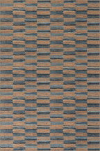Dash & Albert Ravel Stripe Blue Machine Washable Rug, 6 X 9 Feet, Tan/Blue Stripe Pattern