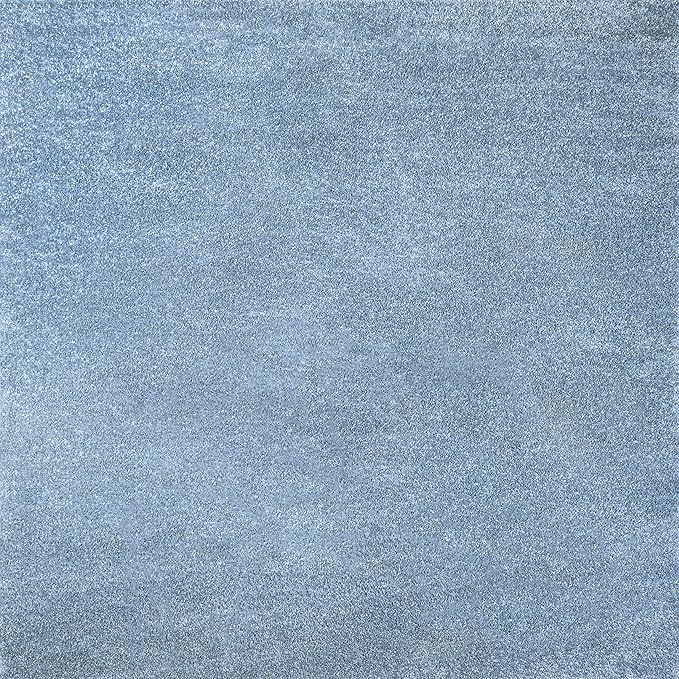 Eyely UES100F-7SQ Supersoft Haze Solid Low-Pile Indoor Area Rug, Coastal, Bohemian, Minimalist, Classic, Casual for Bedroom,Kitchen,Living Room,Non Shedding,Easy-Washing, Blue, 7' Square