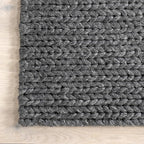 Nuloom Penelope Charcoal, 5' x 8', Hand-Braided, Wool & Cotton, Soft and Textured, High Traffic, Stain Resistant, Easy Clean, Durable Area Rug for Bedroom, Living Room, Dining, Foyer, Entryway