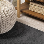 JONATHAN Y Haze Solid Low-Pile Black 3x5 Oval Indoor Area Rug, Coastal,Bohemian,Minimalist,Classic, Easy-Cleaning for Living Room,Bedroom,Kitchen,Pet Friendly,Non-Shedding (SEU100I-3OV)