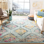 SAFAVIEH Madison Collection X-Large Area Rug - 12' x 15', Blue & Yellow, Boho Diamond Distressed Design, Non-Shedding & Easy Care, Ideal for High Traffic Areas in Living Room, Bedroom (MAD418K)
