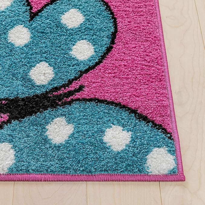 Well Woven Modern Rug Daisy Butterflies Pink 3'3'' x 5' Accent Entry Way Bright Kids Room Kitchn Bedroom Carpet Bathroom Soft Durable Area Rug