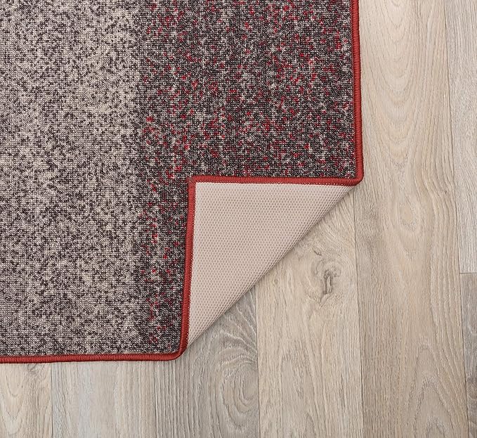 Rugshop Red Modern Geometric Boxes Non-Slip Area Rug Non-Shedding for Living Room, Bedroom and Dining Area, 5'3" x 7'3"