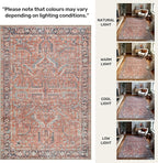GLN Rugs Traditional Collection - Machine Washable Area Rug, Traditional Washable, Non Slip, Low Pile Chenille Rug, Living Room, Bedroom, Kitchen Rug (8' x 10' Terra/Multicolor 1168)