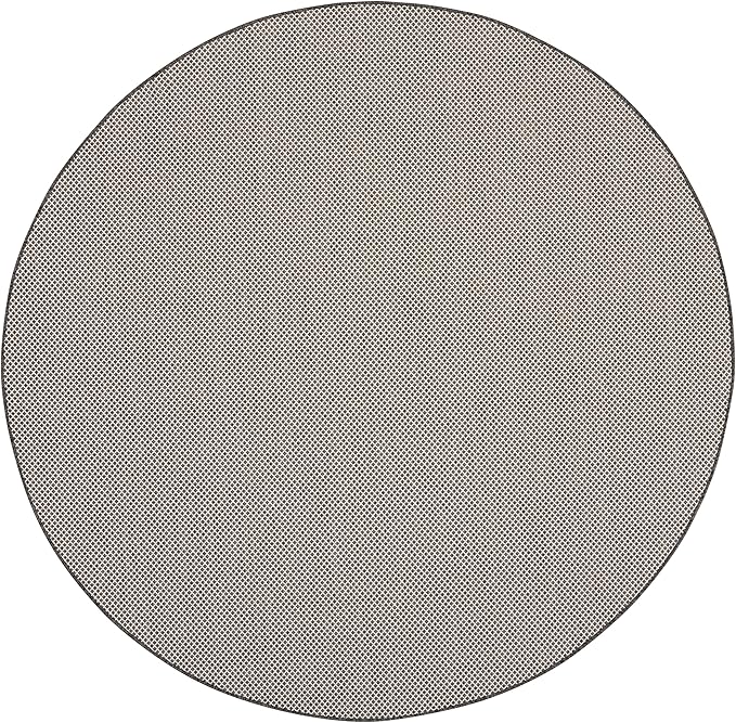Nourison Home Courtyard Ivory Charcoal 8' x Round Area Rug - Easy Clean, Non Shedding, Bed Room, Living Room, Dining Room, Kitchen (8' x Round)