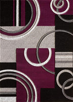 GLORY RUGS Area Rug Modern 2x7 Purple Soft Hand Carved Contemporary Floor Carpet with Premium Fluffy Texture for Indoor Living Dining Room and Bedroom Area