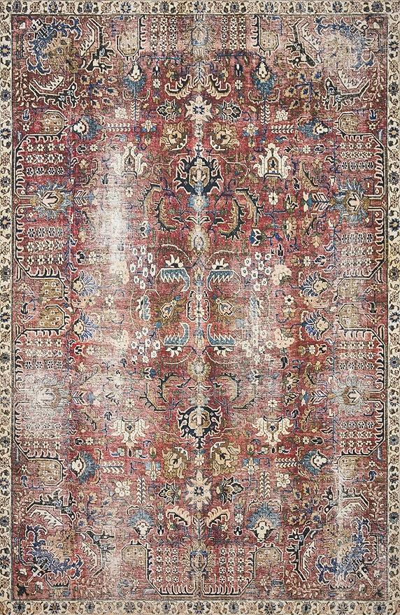 Loloi Chris Loves Julia Jules Collection JUL-01 Merlot/Multi 7'-6'' x 9'-6'', .13" Pile Height, Area Rug