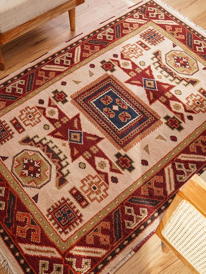 Hand Knotted Wool & Silk ECO-Friendly Oriental Area Rugs - 9'x12', Rectangle Shape, Cream Burgundy Color, Classic Oriental Traditional, Medium Pile Handmade Area Rugs (AF0102)