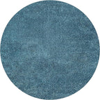 Eyely UES100H-6R Supersoft Haze Solid Low-Pile Indoor Area Rug, Coastal, Bohemian, Minimalist, Classic, Casual for Bedroom,Kitchen,Living Room,Non Shedding,Easy-Washing, Blue, 6' Round