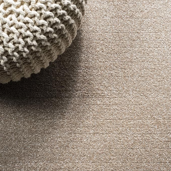 JONATHAN Y Haze Solid Low-Pile Beige 5' Round Indoor Area Rug, Coastal,Bohemian,Minimalist,Classic, Easy-Cleaning for Living Room,Bedroom,Kitchen,Pet Friendly,Non-Shedding (SEU100G-5R)