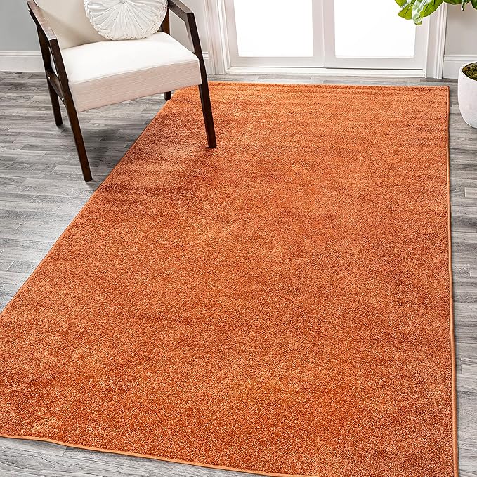 Eyely UES100M-5 Supersoft Haze Solid Low-Pile Indoor Area Rug Casual;Contemporary;Solid;Traditional, Bedroom, Kitchen, Living Room, Easy-Cleaning, Non-Shedding, 5 X 8, Orange