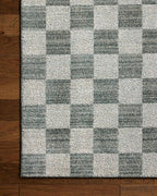 Loloi Chris Loves Julia Calvin Collection CLV-01 Blue/Ivory 2'-3" x 3'-10" Accent Rug Checkered Neutral Soft Living Room Bedroom Carpet
