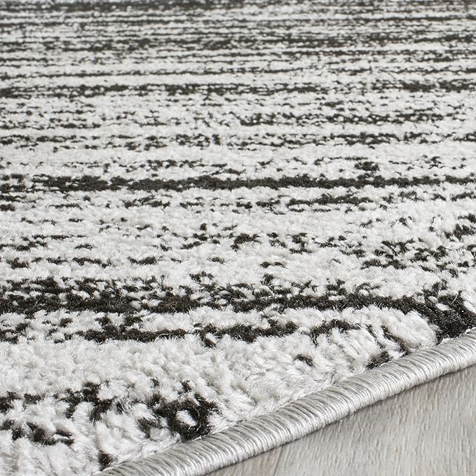 SAFAVIEH Adirondack Collection Area Rug - 12' Round, Silver & Black, Modern Ombre Design, Non Shedding & Easy to Clean, Ideal for Living Room, Bedroom, Office, Dining Space (ADR113A)