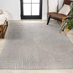 JONATHAN Y Hallie High-Low Curve Gray/Ivory Indoor/Outdoor Area Rug, 10x14, Minimalist, Pet Friendly, Non-Shedding, Stain Resistant, Hose-Washable for Backyard, Patio, Porch (SCN100A-14)