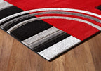 GLORY RUGS Area Rug Modern 5x7 Red Soft Hand Carved Contemporary Floor Carpet with Premium Fluffy Texture for Indoor Living Dining Room and Bedroom Area