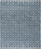Dash & Albert Kota Indigo Handwoven Wool Rug, 7.5 X 9.5 Feet, Blue Geometric Pattern