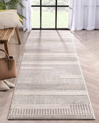 Well Woven Harlow Collection Briar Beige - Modern Tribal Minimalist Geometric 3x10 Runner Rug - Ideal for Hallway & Bedroom - Durable, Stain Resistant & Easy to Clean