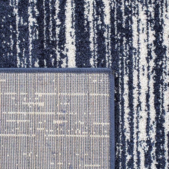 SAFAVIEH Adirondack Collection Area Rug - 4' Square, Navy & Ivory, Modern Ombre Design, Non Shedding & Easy to Clean, Ideal for Living Room, Bedroom, Office, Dining Space (ADR113N)