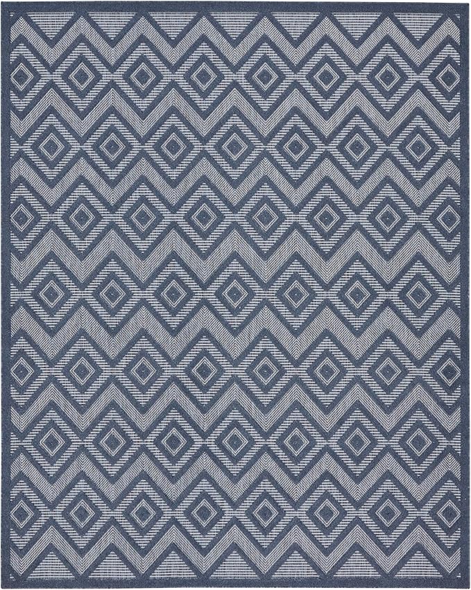 Nourison Home Versatile Navy Blue 7' x 10' Area Rug - Easy Clean, Non Shedding, Bed Room, Living Room, Dining Room, Kitchen (7' x 10')