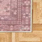 Ambesonne Vintage Decorative Rug, Nostalgic Retro Floral Petals Pastel Look Damask Check Victorian Motif, Quality Carpet for Bedroom Dorm and Living Room, 2' 2" x 3' 7", Dark Mauve and Pink