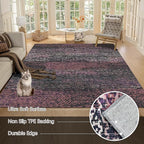 RUGSURE Washable Area Rug - 1/6 Thick - Stain & Water Resistant Non-Slip - Resistant Rug for Living Room, Bedroom, Nursery, Pet & Child Friendly, Vintage Charm Area Rugs (Burgundy, 4' x 6')