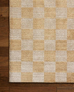 Loloi Chris Loves Julia Calvin Collection CLV-01 Apricot/Ivory 7'-10" x 10' Area Rug Checkered Neutral Soft Living Room Bedroom Carpet