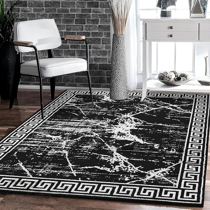 GLORY RUGS Area Rugs Marble 5x7 Black Gray Carpet Modern Abstract Rug Living Room Dining Bedroom Rug