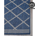 FH Home Flat Woven Outdoor Rug - Waterproof, Easy to Clean, Stain Resistant - Premium Polypropylene Yarn - Moroccan Geo Lattice - Patio,Deck,Porch,Balcony,Laundry - Tunis - Blue - 3ft 11 in x 5ft 6in