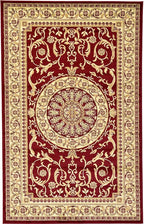 Unique Loom Versailles Collection Traditional Classic Medallion Floral Motif Area Rug (5' 0 x 8' 0 Rectangular, Burgundy/ Ivory)