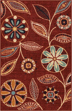 Maples Rugs Reggie Floral Kitchen Rug - Made in USA - Washable, Non Slip Indoor Carpet for Entryway, Foyer, Kitchen, and Bathroom, 2'6 x 3'10, Merlot