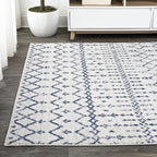 JONATHAN Y Boho Vintage Diamond Cream/Navy Indoor Area Rug 8X10 ft, Moroccan Hype for Living Room, Bedroom, Kitchen, Office, Easy-Cleaning, High Traffic, Pet-Friendly, Non-Shedding (MOH101F-8)