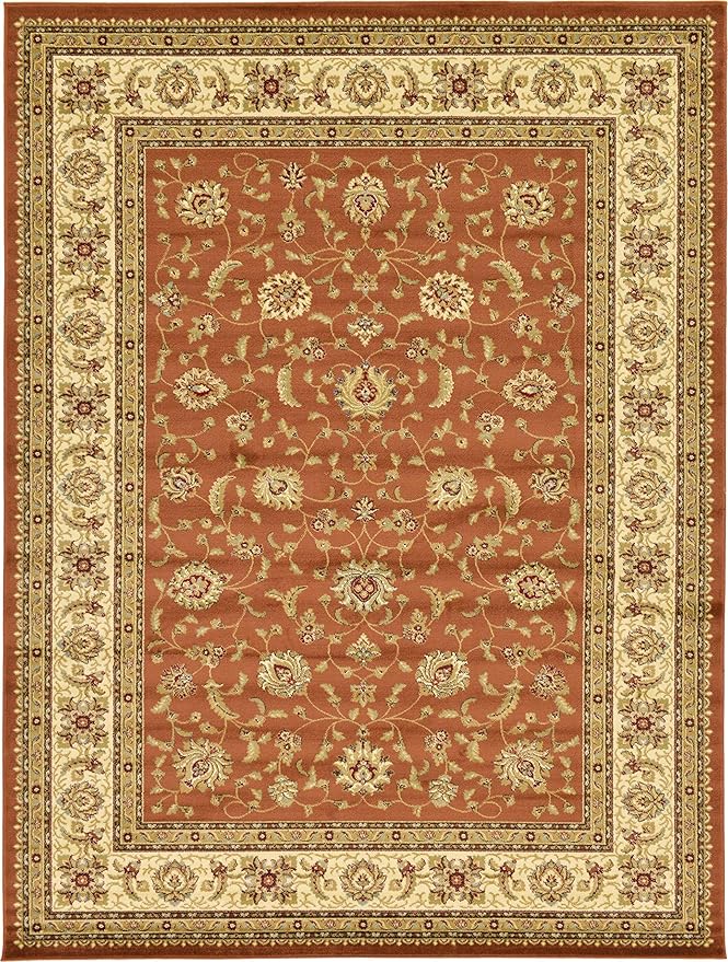 Unique Loom Voyage Collection Traditional Oriental Classic Intricate Design Area Rug (10' 0 x 13' 0 Rectangular, Terracotta/Ivory)