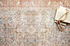 Loloi Layla Collection LAY-04 Ocean/Rust 2'-6" x 9'-6" .13" Thick Runner Rug, Soft, Durable, Vintage Inspired, Distressed, Low Pile, Non-Shedding, Easy Clean, Printed, Living Room Rug
