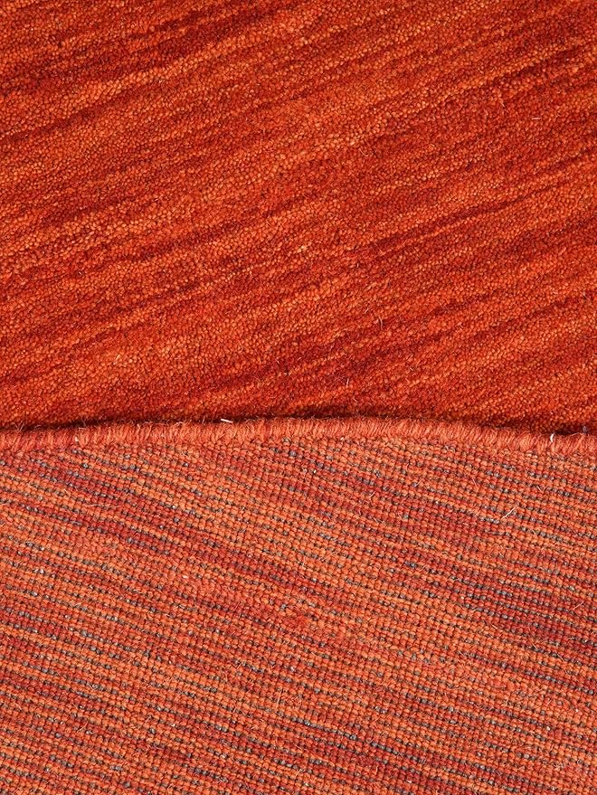Hand Knotted Loom Wool ECO-Friendly Area Rugs - 6'x6', Round, Light Red Color, Solid Plain Design, High Pile Handmade Anti Skid Area Rugs for Living Room, Bed Room (L00111)