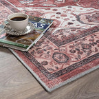 Fame Rugs Turkish Rug. Washable Vintage Oriental Antique Inspired Traditional Doormat Small Modern Area Rugs Luxury Entryway Entry Bedroom Bathroom Kitchen (404RR, 2' x 3')