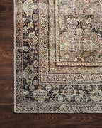 Loloi Layla Collection LAY-03 Olive/Charcoal 2'-6" x 7'-6" .13" Thick Runner Rug, Soft, Durable, Vintage Inspired, Distressed, Low Pile, Non-Shedding, Easy Clean, Printed, Living Room Rug