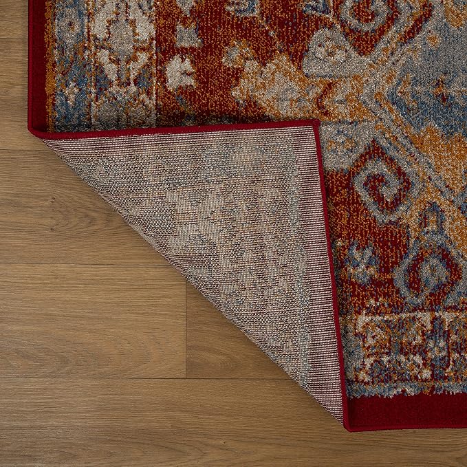 LUXE WEAVERS Moroccan Floral Red 9x12 Area Rug for Living Room