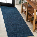 Eyely UES100C-216 Supersoft Haze Solid Low-Pile Indoor Runner Rug, Coastal, Bohemian, Minimalist, Classic, Casual for Bedroom,Kitchen,Living Room,Non Shedding,Easy-Washing, Blue, 2 X 16