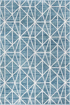Rugs.com Lattice Trellis Collection Rug – 6' x 9' Blue Low-Pile Rug Perfect for Living Rooms, Large Dining Rooms, Open Floorplans