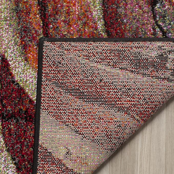 SAFAVIEH Glacier Collection Runner Rug - 2'3" x 20', Red & Multi, Modern Abstract Design, Non-Shedding & Easy Care, Ideal for High Traffic Areas in Living Room, Bedroom (GLA126A)
