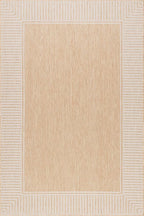 Nuloom Asha Tan/Ivory, 6'7" x 9', Casual, Striped Border, Soft and Cozy, High Traffic, Stain Resistant, Easy Clean, Durable Area Rug for Indoor/Outdoor Patio, Deck, Porch, Garden, Courtyard