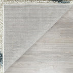 SAFAVIEH Dallas Shag Collection Runner Rug - 2'3" x 12', Ivory & Light Blue, Trellis Design, Non-Shedding & Easy Care, 1.5-inch Thick Ideal for High Traffic Areas in Living Room, Bedroom (SGD257J)