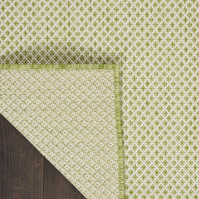 Nourison Home Courtyard Ivory Green 7' x 10' Area Rug - Easy Clean, Non Shedding, Bed Room, Living Room, Dining Room, Kitchen (7' x 10')