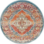 Unique Loom Isabella Collection Area Rug - Rossellini (3' 3" Round, Rust Red/ Beige)