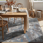 Rugshop Abstract Marble Shag Area Rug Blue 5' x 7' Great for Bedrooms, Living Rooms, or Under Coffee Tables