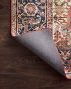 Loloi Layla Collection LAY-08 Red/Navy 2'-6" x 12'-0" .13" Thick Runner Rug, Soft, Durable, Vintage Inspired, Distressed, Low Pile, Non-Shedding, Easy Clean, Printed, Living Room Rug
