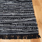 SAFAVIEH Rag Rug Collection Accent Rug - 4' x 6', Black, Handmade Boho Stripe Cotton, Ideal for High Traffic Areas in Entryway, Living Room, Bedroom (RAR121Z)