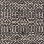 Unique Loom Outdoor Trellis Collection Area Rug - Tribal Trellis (7' 10" Square, Charcoal Gray/ Natural)