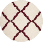 SAFAVIEH Dallas Shag Collection Area Rug - 4' Round, Ivory & Red, Trellis Design, Non-Shedding & Easy Care, 1.5-inch Thick Ideal for High Traffic Areas in Living Room, Bedroom (SGD257R)